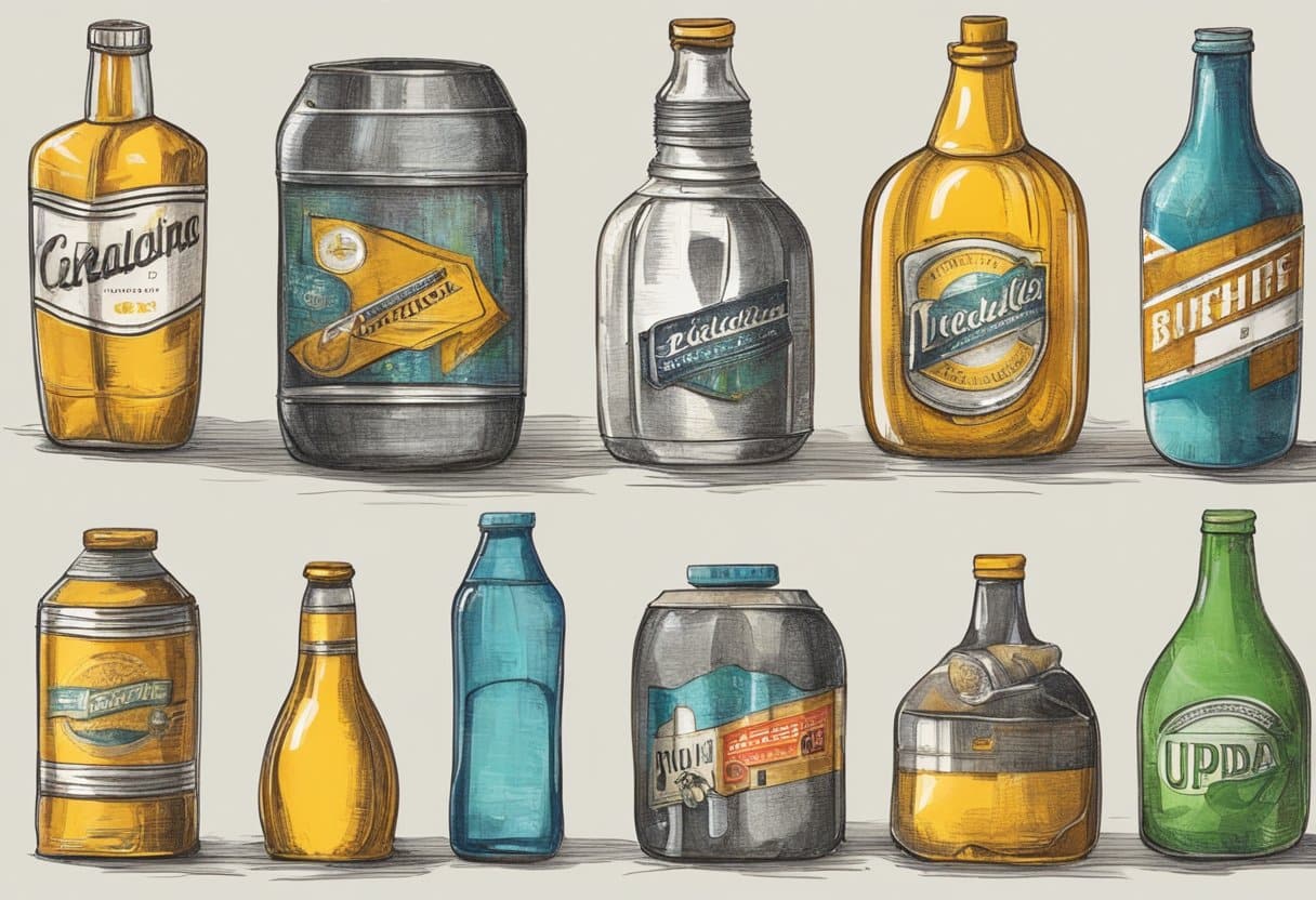 Various discarded items like bottles, cans, and old furniture are being creatively transformed into useful and attractive items through upcycling projects