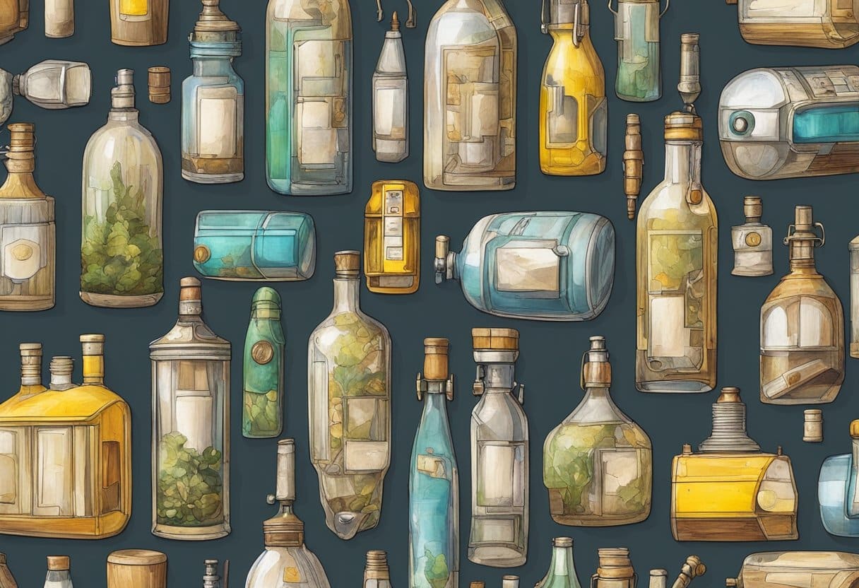 Various discarded materials, like old bottles and scrap wood, are being creatively repurposed into functional and aesthetically pleasing items