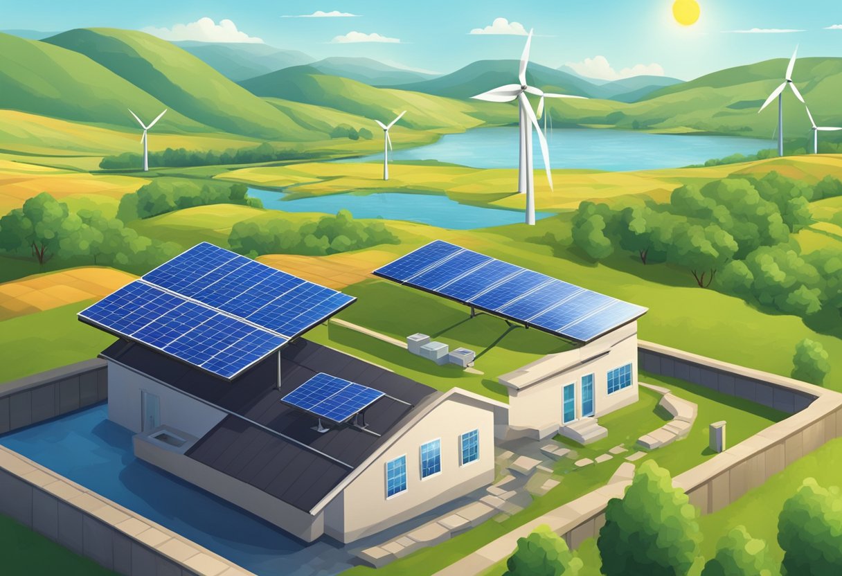 Renewable Energy Experiments for the Home and Classroom: Fun DIY Projects Renewable Energy LearningMole A solar panel sits on a rooftop, harnessing sunlight. Wind turbines spin in a field, generating electricity. A small hydroelectric dam releases water to power a nearby community