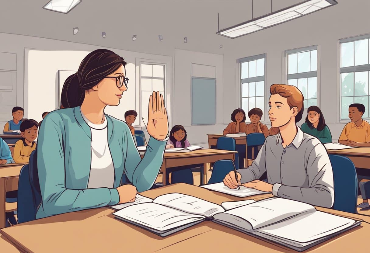 The Importance of Open Communication with Teachers: Enhancing Student Success Open Communication, teacher LearningMole A student raises their hand in class, while a teacher listens attentively. The two engage in a conversation, demonstrating open communication in education