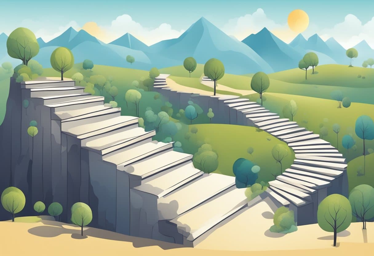 A series of interconnected steps, from identifying the problem to implementing the solution, forming a visual journey