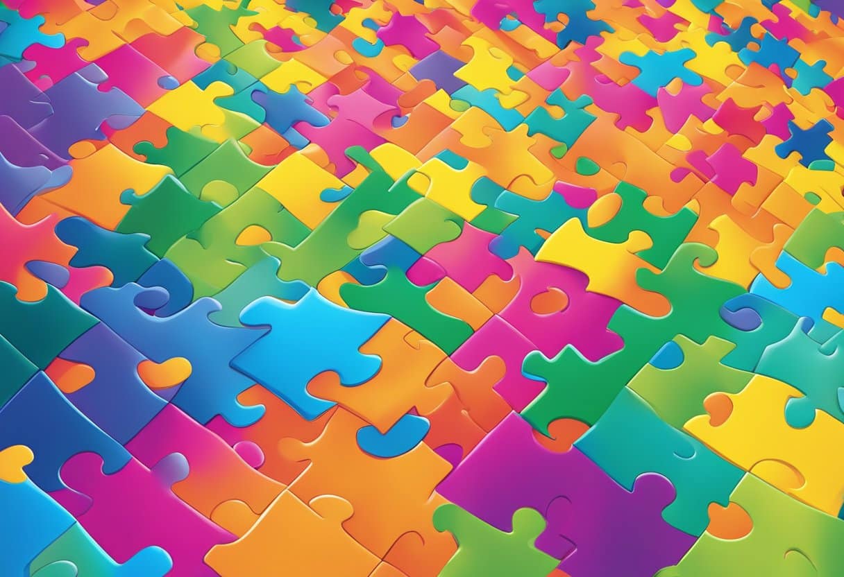 Idea Remix: Recombining and Adapting Solutions for Innovative Problem Solving Idea Remix, problem, solution LearningMole A colorful spectrum of puzzle pieces merging into new shapes, symbolizing the recombination and adaptation of existing solutions in a dynamic business setting