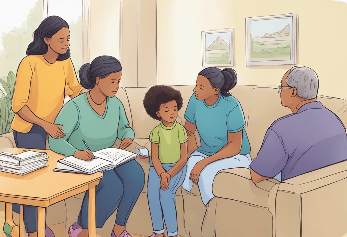 Parents and caregivers demonstrating thoughtful decision-making through actions and words, influencing children to consider consequences before engaging in behaviors