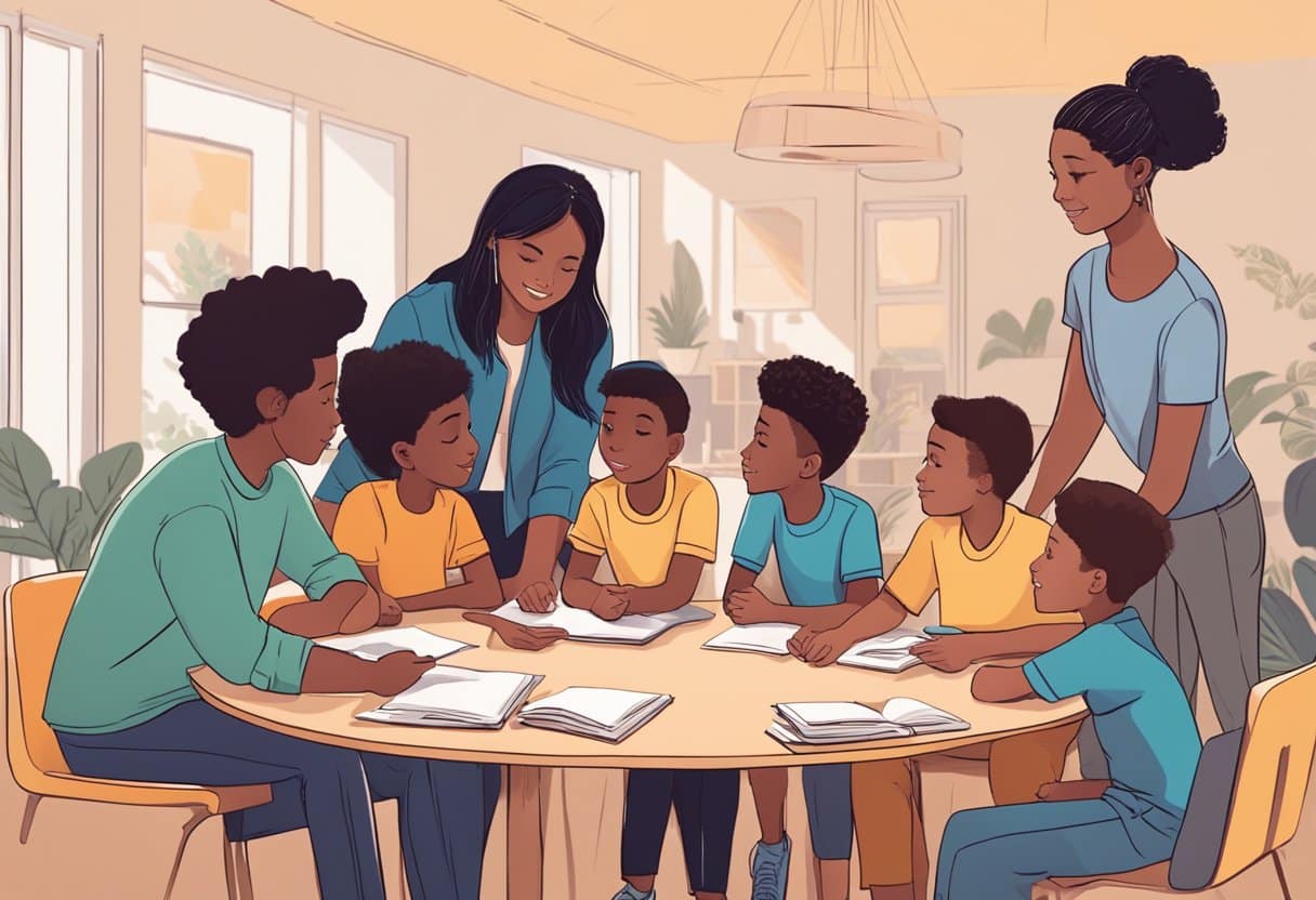 Teaching Kids to Make Smart Decisions Easily: A Guide for Parents Teaching kids to make smart decisions, Decision-Making LearningMole A group of diverse individuals gather around a table, exchanging ideas and advice. A mentor guides kids in making informed choices