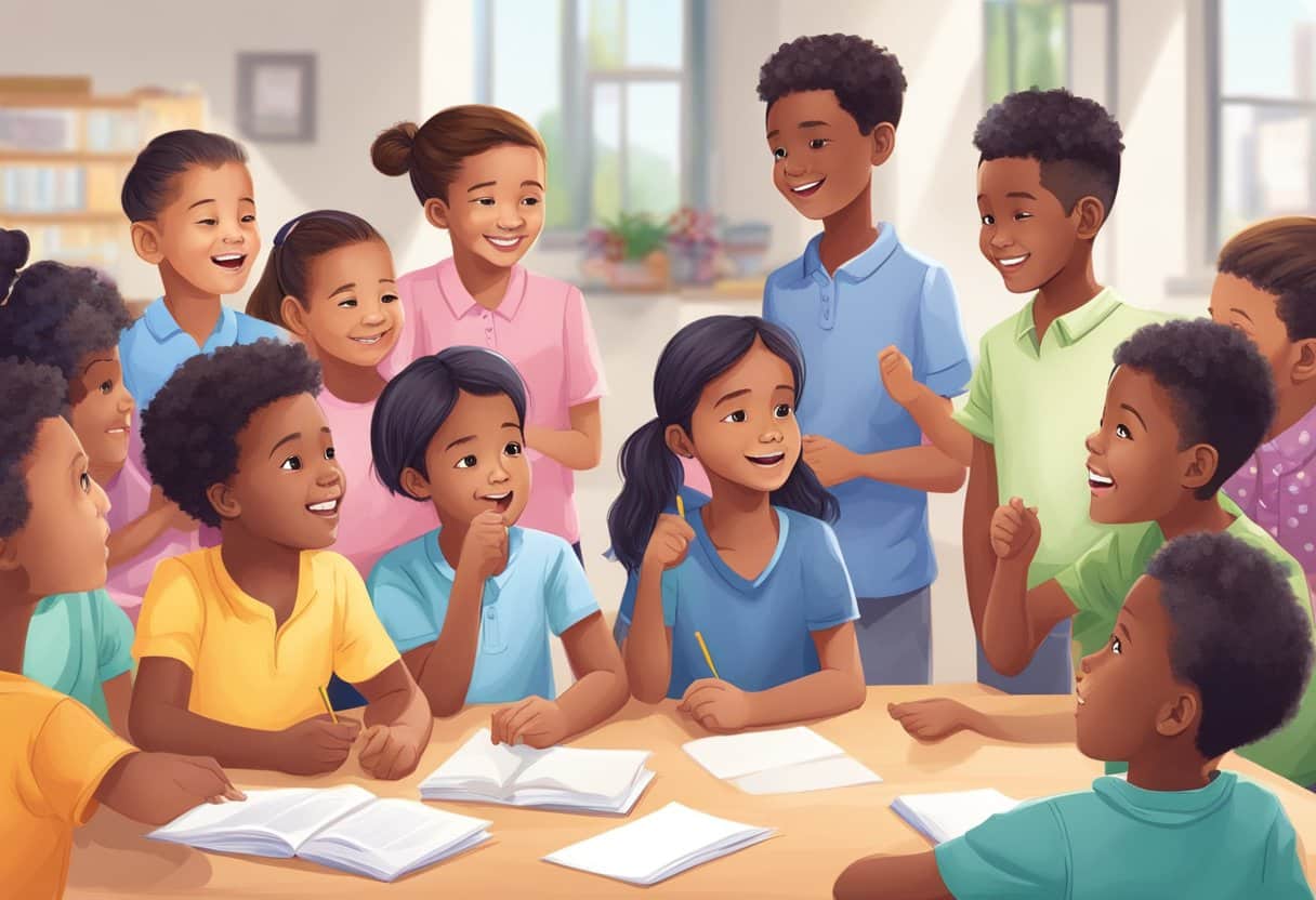 Learning to Debate: Engaging Conversation Starters for Young Minds Learning to Debate, children LearningMole Children engaged in lively discussion, gesturing and expressing ideas confidently. Visual aids and props enhance the learning experience