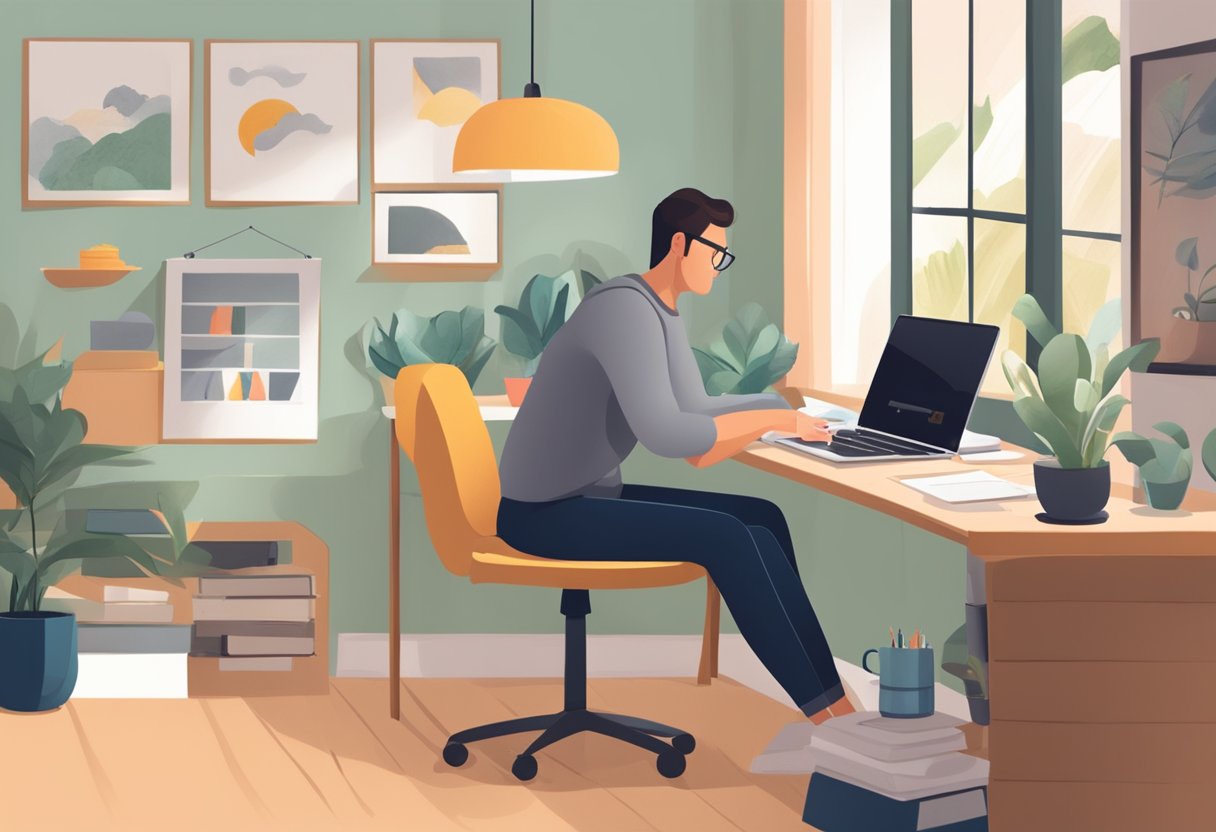 Setting Realistic Goals for Online Education: A Parent's Quick Start Guide online education, online LearningMole A cozy home office with a laptop, desk, and calendar. A parent sits, writing goals for their child's online education