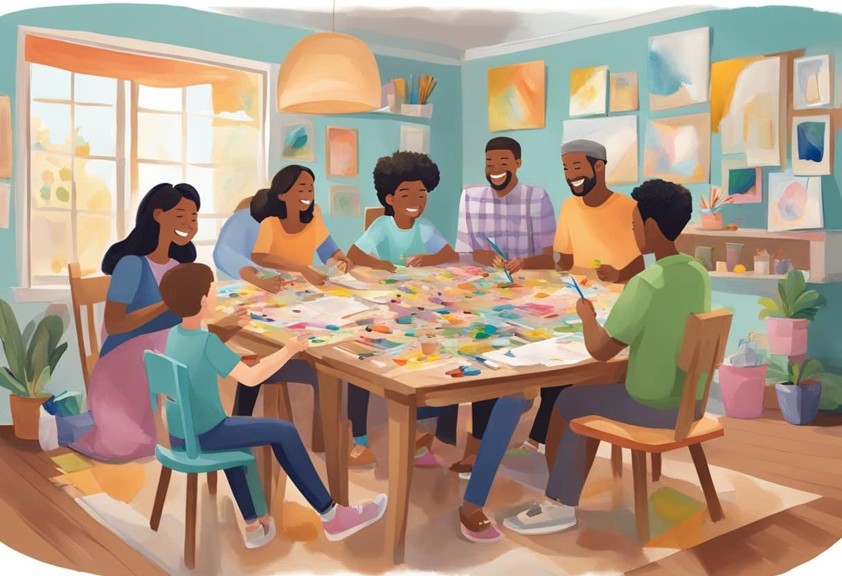 Making Art a Family Tradition: Engaging Everyone for Creative Bonding Making Art a Family Tradition,activities,creative LearningMole A family gathers around a table, each member engaged in their own artistic creation. Paint, brushes, and colorful paper are scattered across the surface as laughter and conversation fill the room