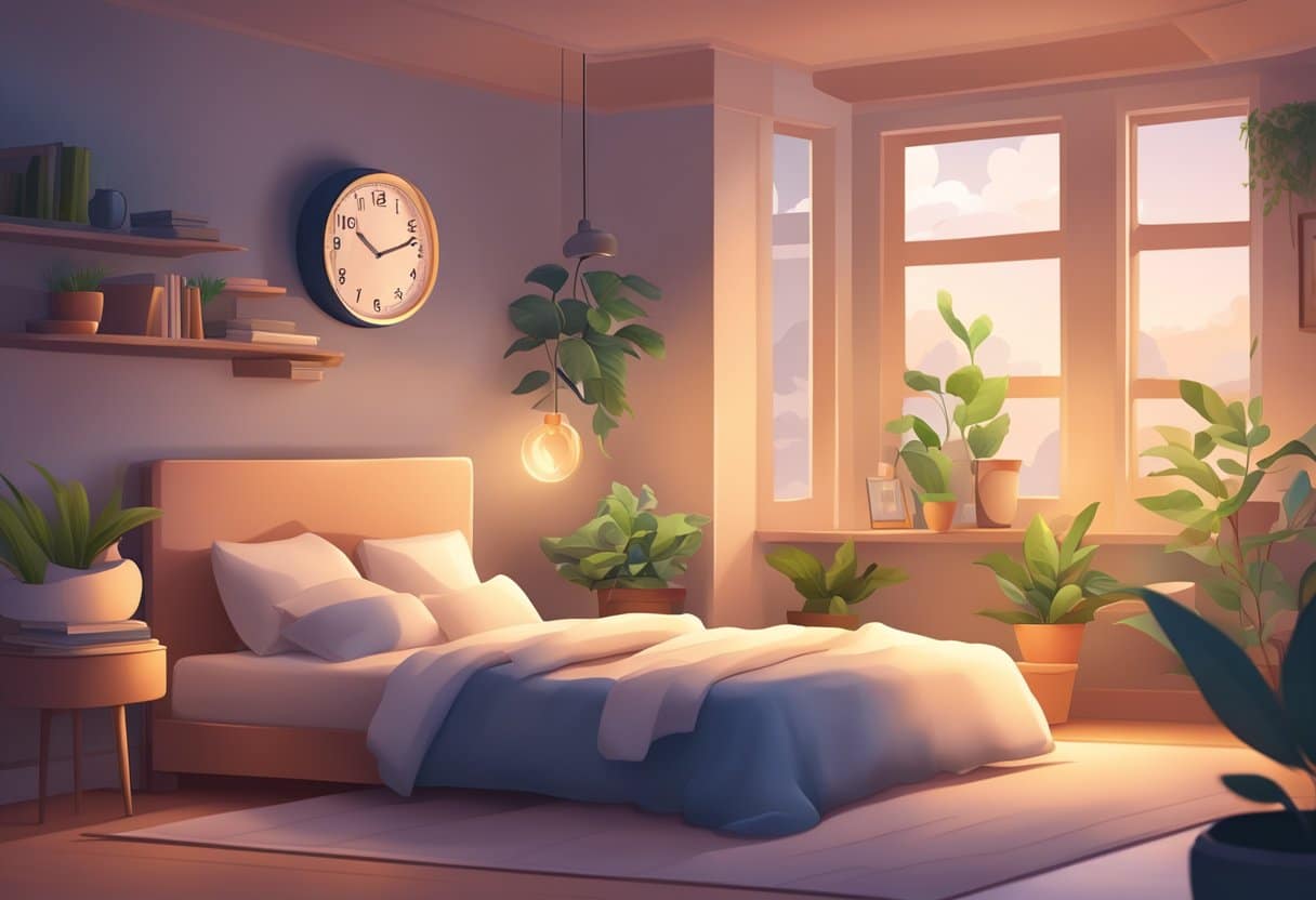 Managing Screen Time: Tips for a Healthy Balance Between Online and Offline Learning Managing Screen Time, Online, Learning LearningMole A cozy bedroom with a digital clock showing a bedtime hour, surrounded by books, a tablet, and a plant. A soft glow illuminates the room, creating a peaceful atmosphere