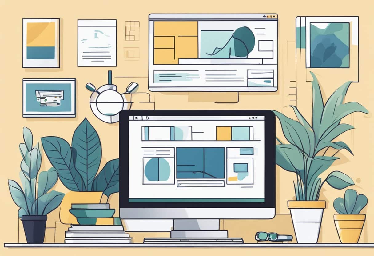 Creating Online Portfolios: Great Tips for Artists to Globalise Their Showcase Online Portfolio, Artist LearningMole A computer screen displaying an online portfolio with various artwork pieces. The website is clean and professional, with a minimalist design to highlight the artwork