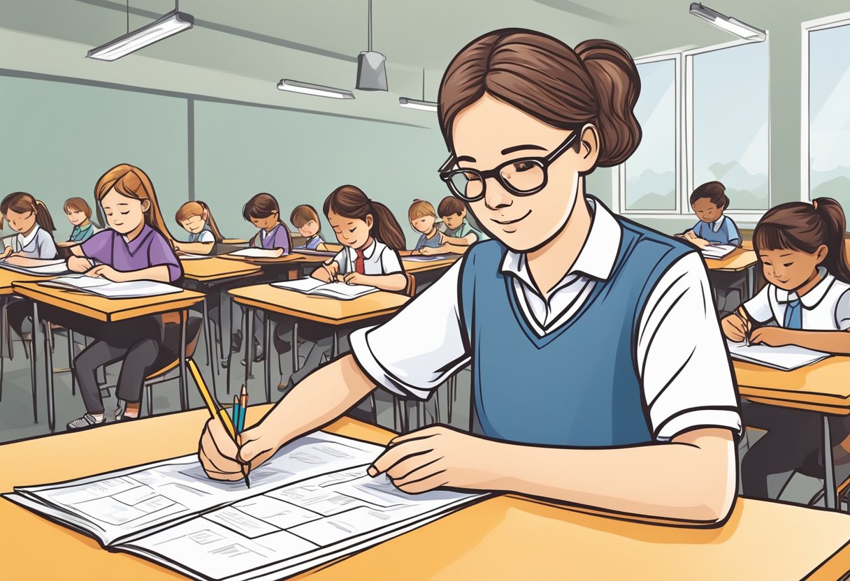 Creating Effective Essay Questions for Primary School Assessments: A Guide for Teachers essay question LearningMole A teacher carefully crafting grading rubrics and essay questions for primary school assessments