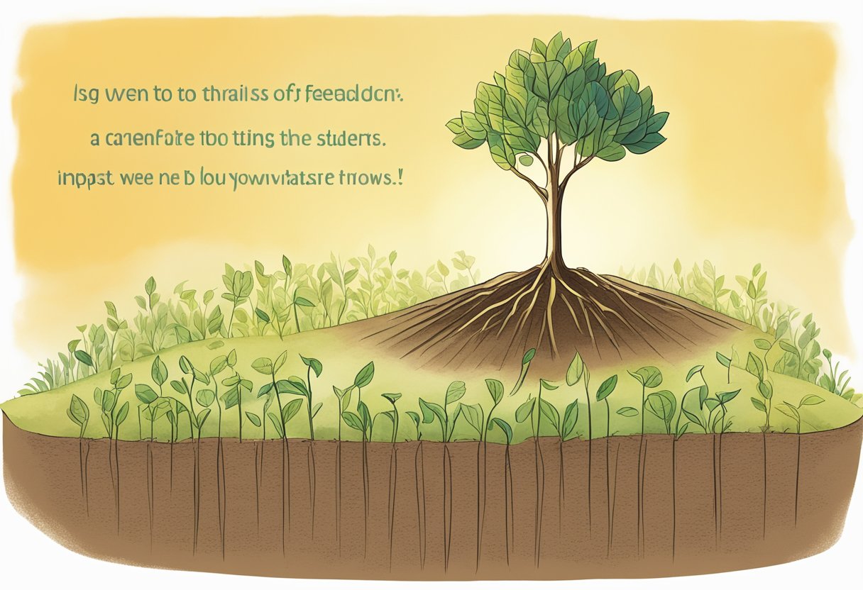 The Impact of Praise and Feedback on Student Motivation: Key Drivers for Academic Success Praise and feedback,Motivation LearningMole A seedling grows tall in sunlight, surrounded by encouraging words. A shadow looms over, representing the potential impact of praise and feedback on student motivation