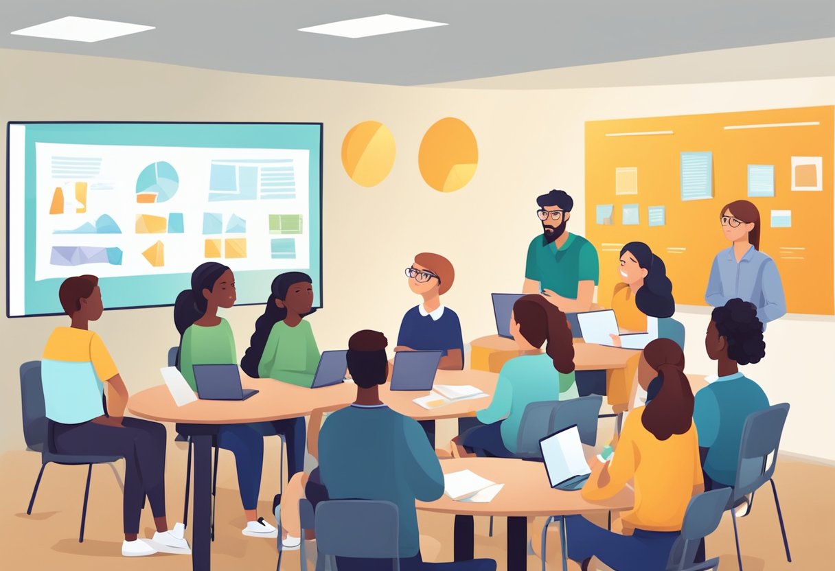 Strategies for Promoting Collaborative Learning in the Classroom collaborative learning,teamwork,team LearningMole Students sit in groups, sharing ideas and working together. A teacher facilitates discussion and encourages collaboration. Posters on the wall display teamwork and communication concepts