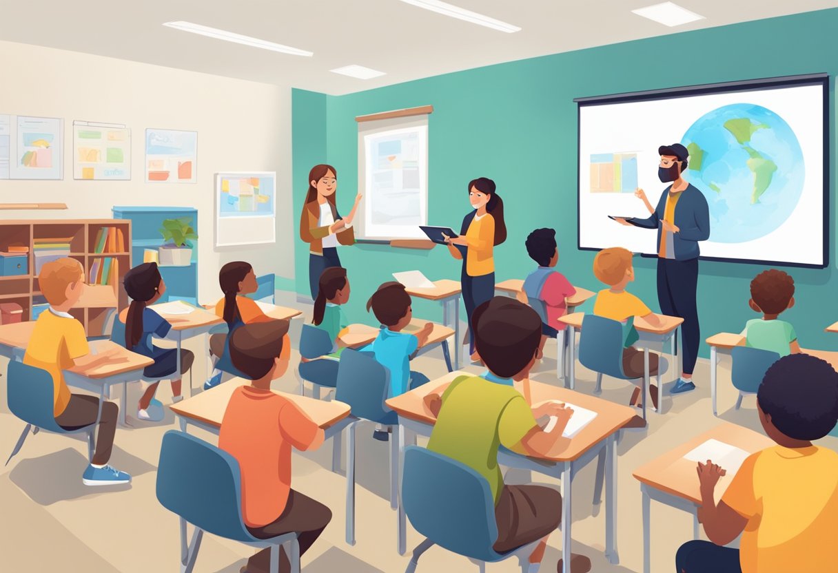 Using Game-Based Learning to Enhance Educational Outcomes: A Modern Approach game-based,game-based learning LearningMole A classroom setting with students engaged in interactive games on tablets, while the teacher facilitates the learning process