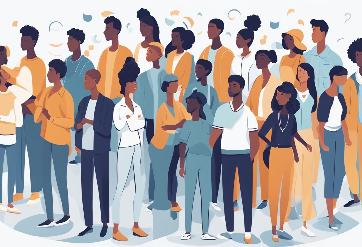 A diverse group of individuals gather, each with a unique voice. Their words and actions create ripples of change, symbolized by waves of influence spreading outward