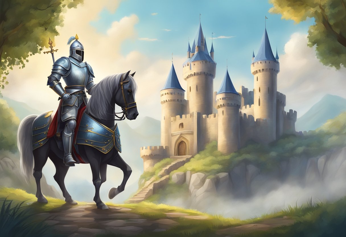Knights and Castles: Estimating Your Quest's Chance of Triumph Knights and Castles,armour,weapon LearningMole A knight in shining armor stands before a majestic castle, ready to embark on a quest for glory and honor