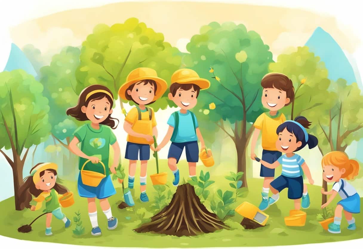 Activities that Make Kids Wonder and Ponder: Engaging Young Minds wonder, child LearningMole Children sharing toys, planting trees, and helping others. Smiling faces and joyful expressions. An atmosphere of kindness and compassion