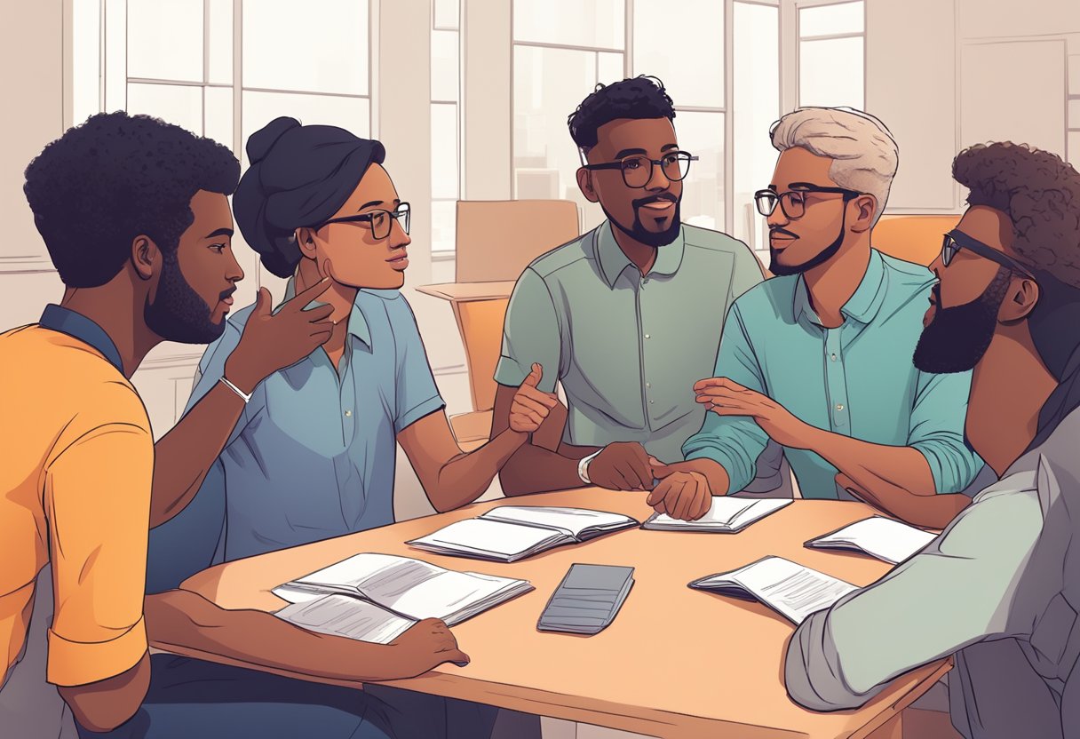 Giving and Receiving Feedback: A Skill for Young Minds to Foster Growth and Communication FEEDBACK LearningMole A group of diverse characters engage in a discussion, exchanging constructive feedback with open body language and attentive expressions