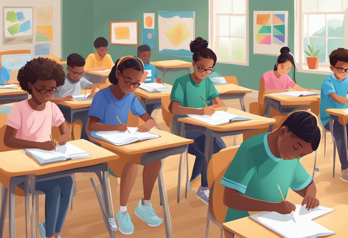 Assessing Student Learning Through Art and Creative Projects: Measuring Creativity and Understanding creative project, creativity, artwork, assessment LearningMole A classroom setting with students engaged in various art and creative projects, with teachers assessing their learning and educational goals