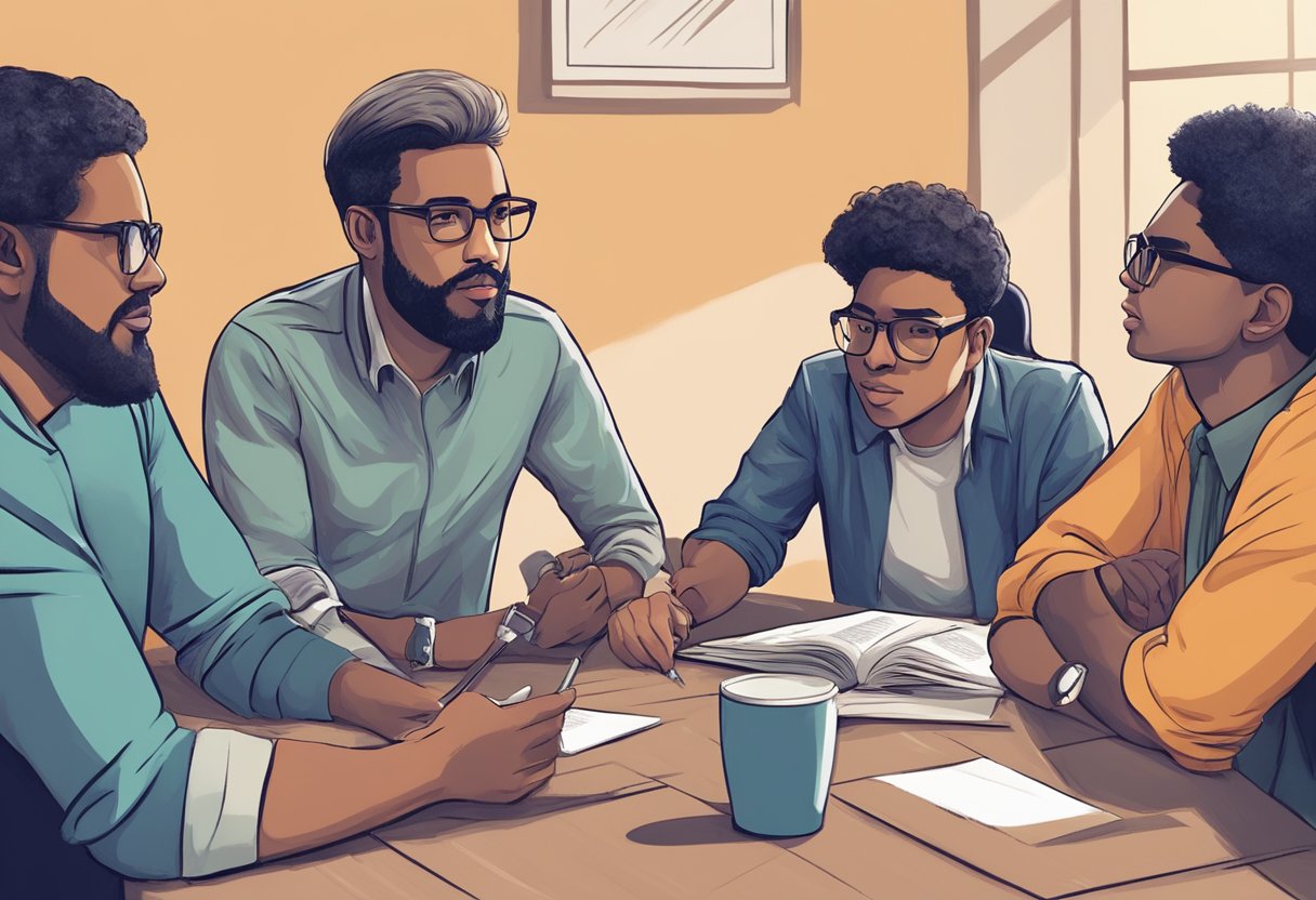 Role-Playing Complex World Issues: Engaging Methods for Global Understanding Role-play LearningMole A group of diverse individuals engage in role-playing exercises, discussing complex world issues with passion and intensity