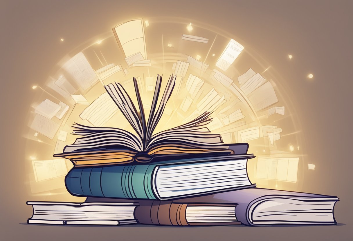 Exam Prep with a Critical Thinking Twist: Enhance Your Study Strategy critical thinking LearningMole A group of books and study materials arranged in a spiral pattern, with a spotlight shining on a critical thinking workbook