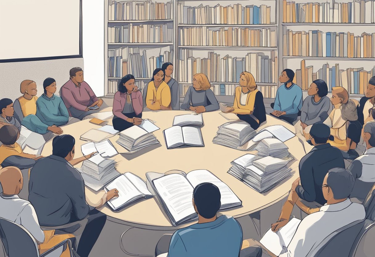 Listening Skills that Lead to Learning: Enhancing Academic Success through Attentive Hearing Listening LearningMole A person sitting in a circle, attentively listening to others speaking. Books and notes are spread out, indicating learning
