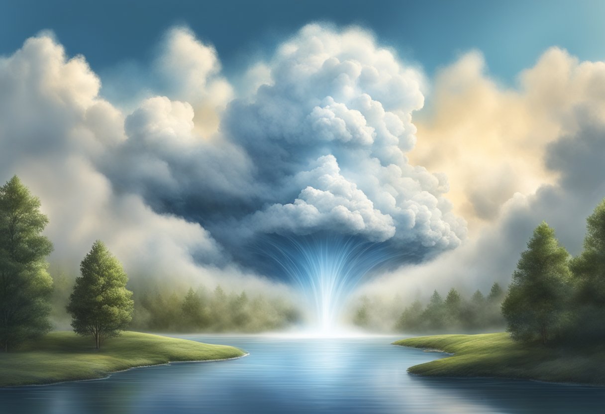 Homemade Water Cycle Model: A Simple Guide to Demonstrating Evaporation and Precipitation water cycle LearningMole Water vapor rises from a heated water source, condenses into clouds, and falls as rain onto a model landscape