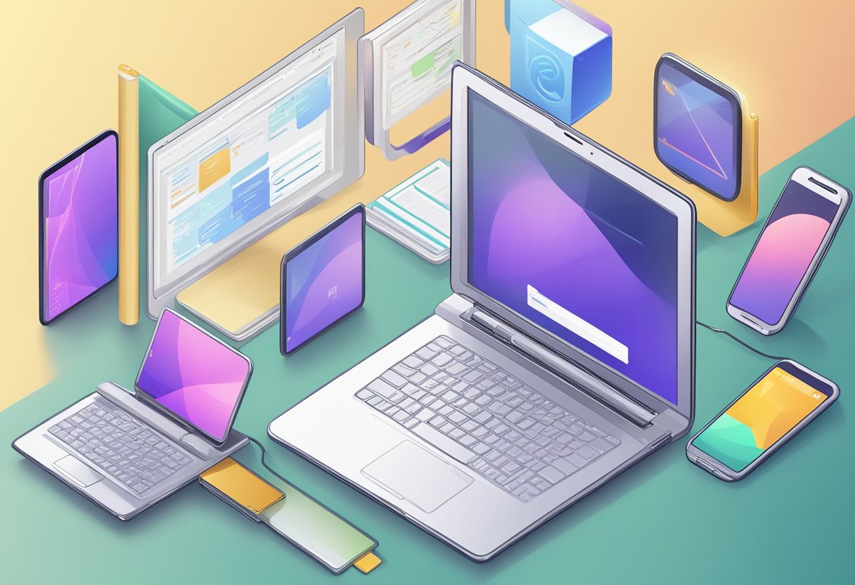 The Role of Technology in Homework: Enhancing Learning While Setting Limits technology LearningMole A laptop displaying educational software, a tablet with digital textbooks, and a smartphone with a homework reminder app, all connected to a Wi-Fi network