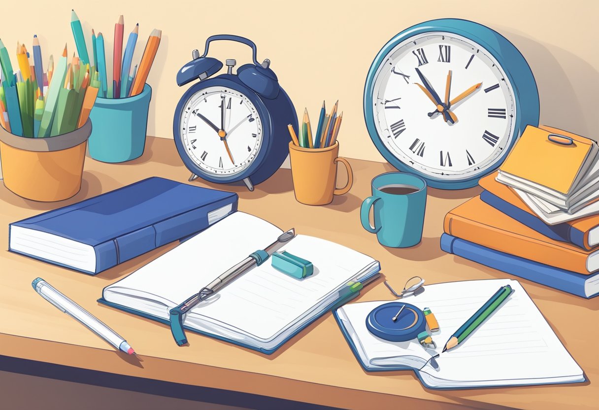 The Importance of Consistency in Homework Routines: Creating Successful Study Habits homework routine LearningMole A neatly organized desk with a daily planner, textbooks, and a pencil cup. A clock on the wall shows a consistent time for studying
