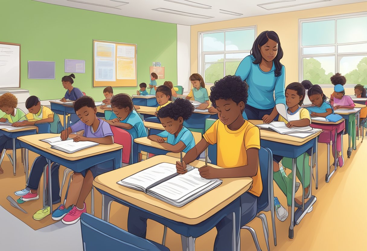 Collaborating with Teachers to Support Homework Accommodations: Enhancing Student Success Homework accommodation, Homework LearningMole Students working independently at desks, while teachers assist with homework accommodations