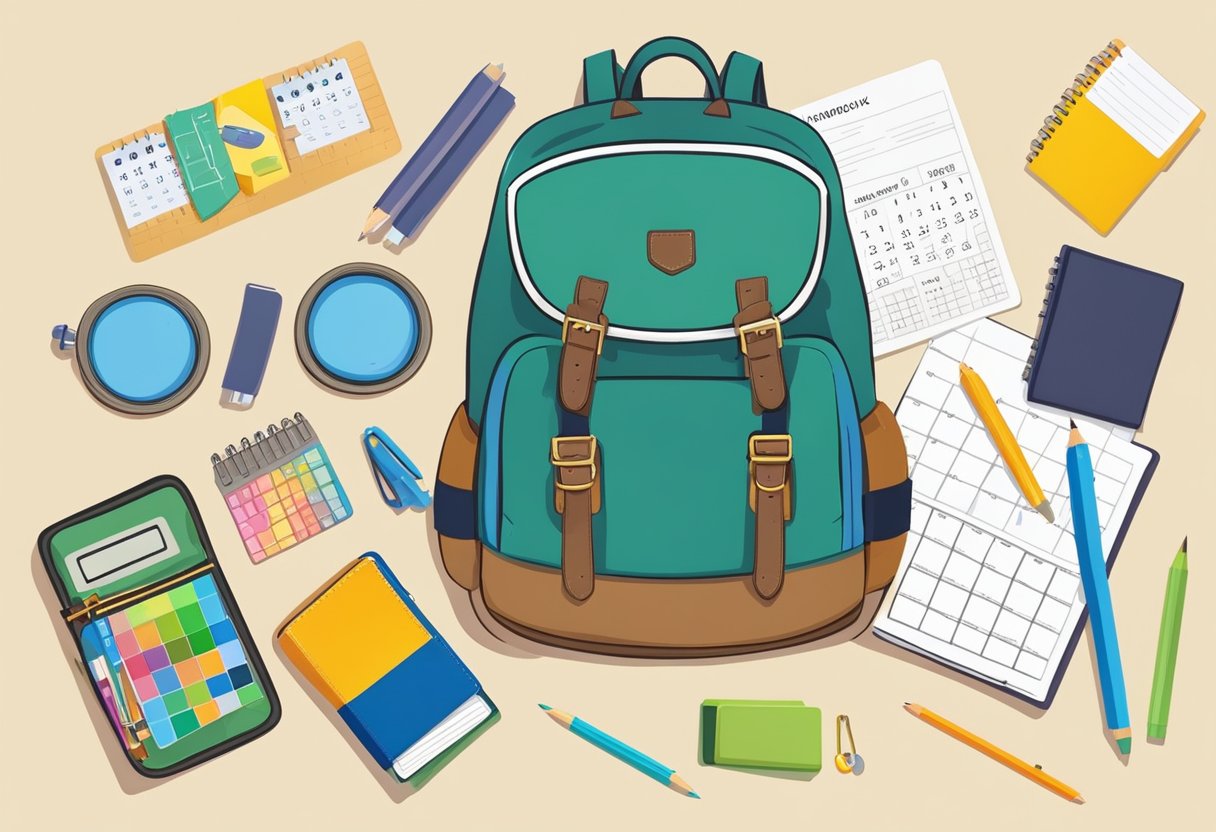 The Role of Homework in Developing Responsibility: An Effective Guide for Parents and Educators Homework LearningMole A child's backpack and school supplies laid out on a desk, with a calendar and planner nearby, symbolizing the role of homework in developing responsibility and autonomy