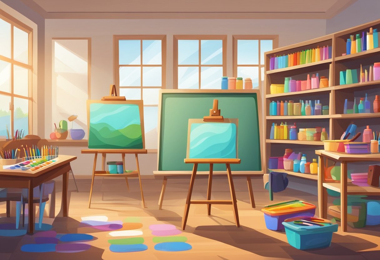 Educational Art Resources for Primary Teachers: Nurturing Creativity in the Classroom Educational Art Resources,art resources,resources,primary education LearningMole A colorful classroom with art supplies, posters, and educational materials displayed on shelves and walls. An easel with a blank canvas sits in the center