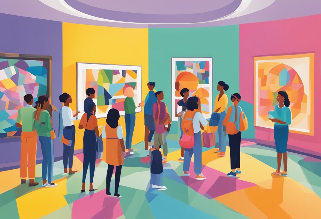 Educational Art Resources for Primary Teachers: Nurturing Creativity in the Classroom Educational Art Resources,art resources,resources,primary education LearningMole A group of primary teachers gather around a contemporary art exhibit, discussing and engaging with the artwork. Bright, colorful pieces adorn the walls, sparking creativity and curiosity