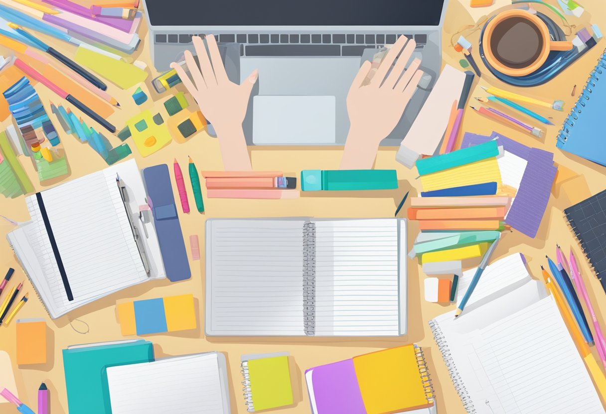 KS2 Creative Writing Resource Packs: Sparking Young Imaginations in the Classroom Creative Writing Resource,KS2,classroom LearningMole A colorful array of writing resource packs arranged on a table, with pencils, notebooks, and creative materials scattered around