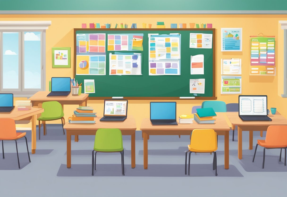 Primary Education Social-Emotional Learning Resources: Supporting Children Social-Emotional Learning,primary education,resources LearningMole A colorful classroom with a bulletin board displaying various social-emotional learning activities and resources. A teacher's desk with planning materials and a bookshelf filled with SEL curriculum books