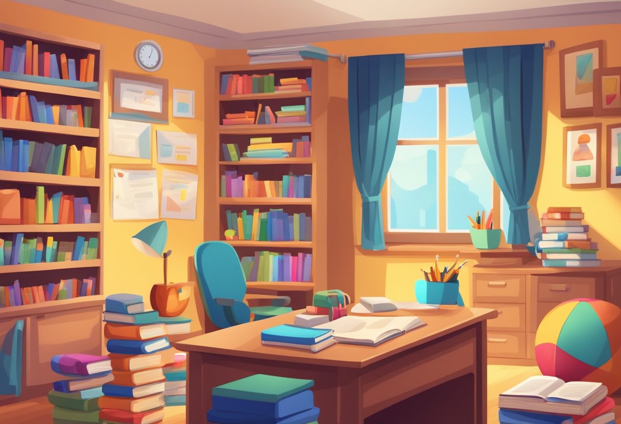 Primary Education Resources for Literacy Week: Engaging Activities Literacy Week,primary school,Teachers LearningMole A colorful classroom filled with books, writing materials, and educational posters on literacy. A teacher's desk with teaching aids and a cozy reading corner with bean bags and bookshelves