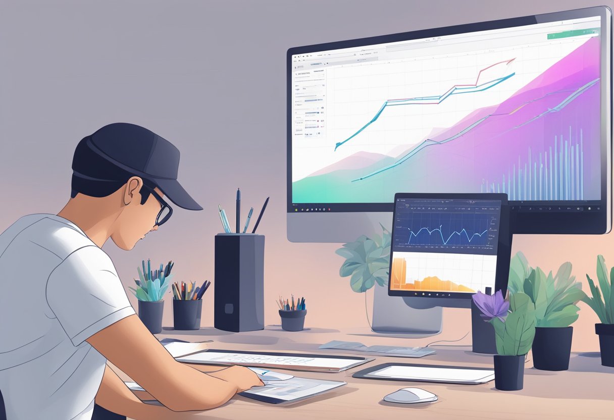 Assessment and Progress Tracking in Digital Arts & Multimedia Digital Arts,Multimedia LearningMole Digital Arts: A digital artist uses a stylus to create a multimedia piece, while a computer screen displays progress tracking and assessment data