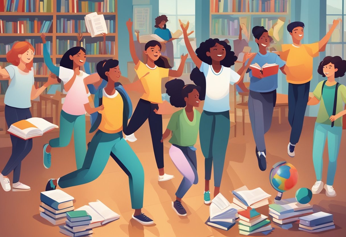 How Performing Arts Support Cross-Curricular Learning performing arts,arts LearningMole A group of students engage in a variety of performing arts activities, such as dancing, singing, and acting, while surrounded by books, science equipment, and other educational materials (Performing Arts)