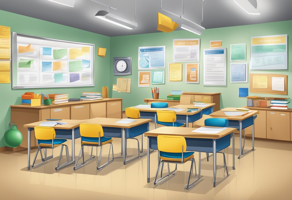 Free Printable Educational Resources: Top Activities educational resources,printable resources,resources LearningMole A classroom setting with educational materials, safety signs, and legal documents displayed on a wall (Free Printable Educational Resources)