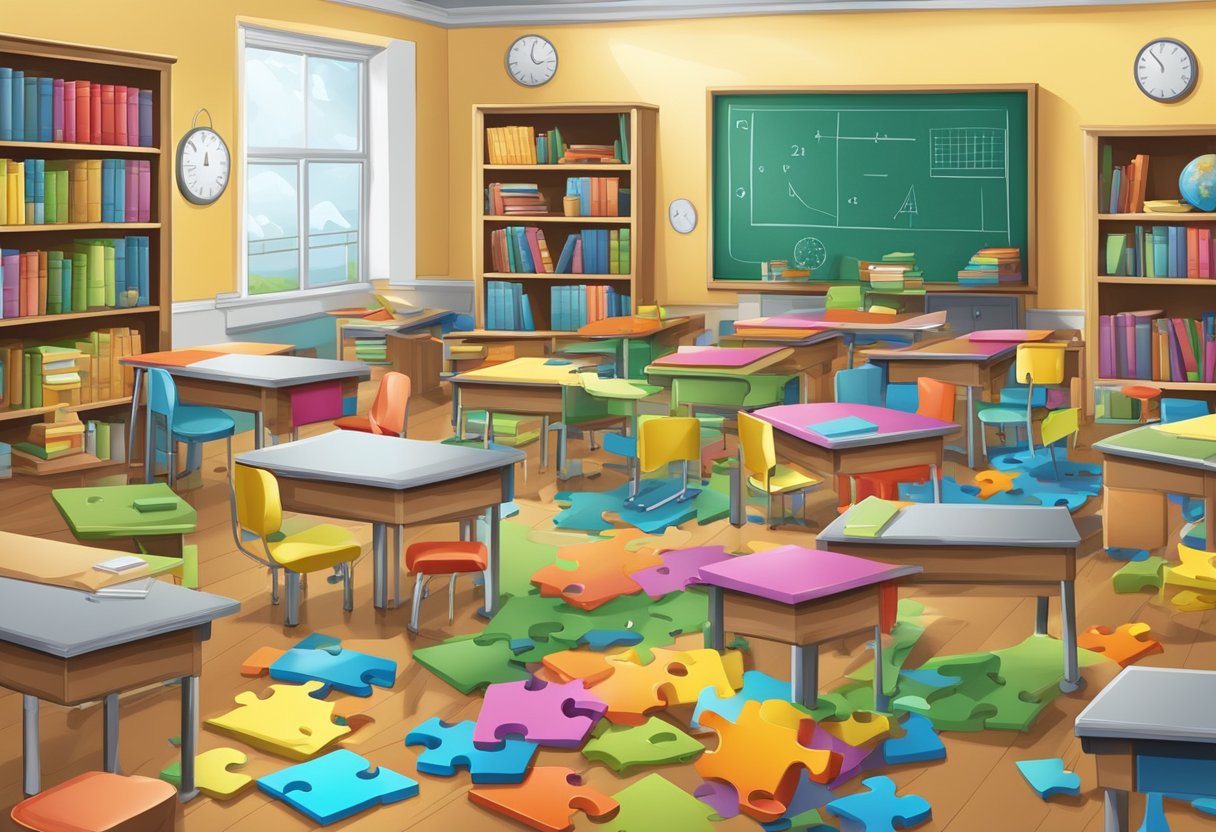 Top Educational Puzzle Resources for Classroom Engagement Educational Puzzle Resources,Educational Puzzle,puzzle-based learning,logic puzzles,puzzle resources,puzzle collection LearningMole A classroom scene with various subjects (math, science, history) integrated into colorful puzzle pieces scattered across desks and shelves