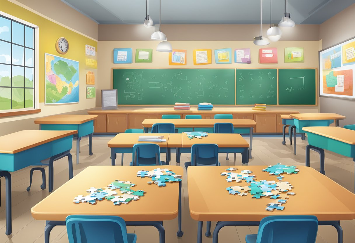 Top Educational Puzzle Resources for Classroom Engagement Educational Puzzle Resources,Educational Puzzle,puzzle-based learning,logic puzzles,puzzle resources,puzzle collection LearningMole A classroom setting with diverse puzzle options displayed on a table, including jigsaw puzzles, word puzzles, and math puzzles. Educational posters and books are visible in the background