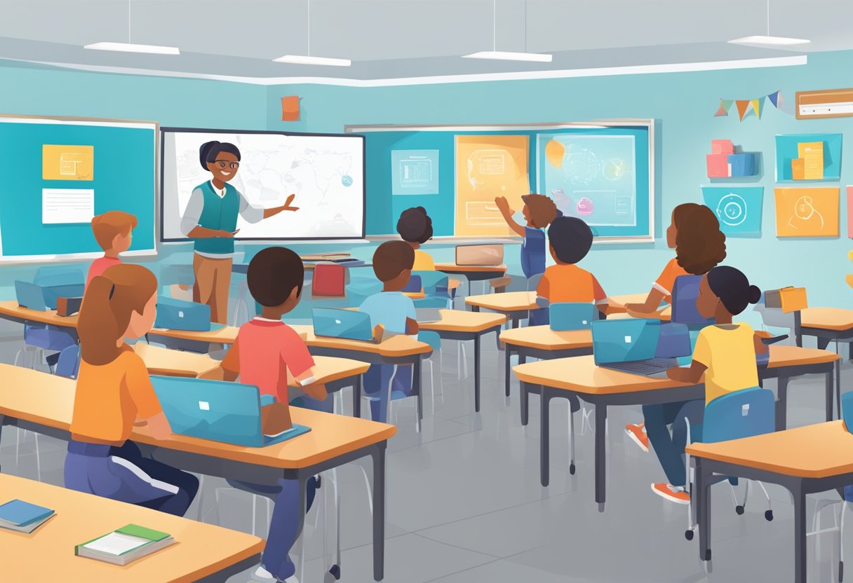 AI-Powered Personalised Learning in Primary Schools AI-Powered Personalised Learning,personalised learning,AI tools LearningMole A classroom setting with AI technology assisting young students in personalized learning activities