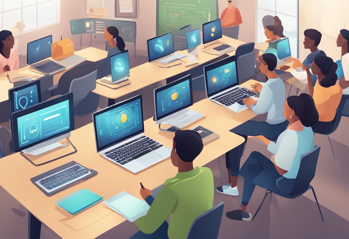ChatGPT and Other AI Assistants: Impacts on Learning in Modern Landscape AI Assistants,chatgpt LearningMole Chatgpt: A classroom with students engaged in discussion while using various AI assistants on their devices