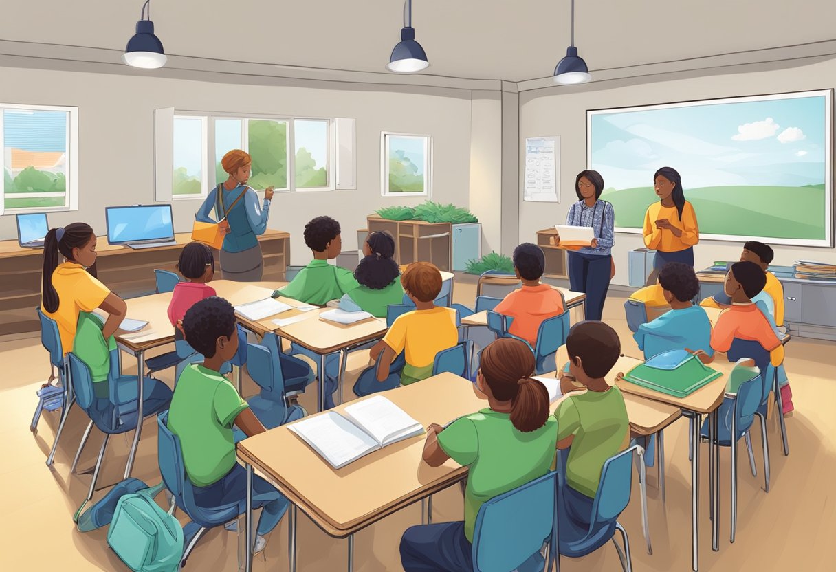 Top 10 Classroom Activities for Teaching Citizenship: Engaging Ways to Build Young Citizens citizenship LearningMole Citizenship: A classroom setting with students engaged in various group activities related to citizenship, such as discussions, role-playing, and collaborative projects