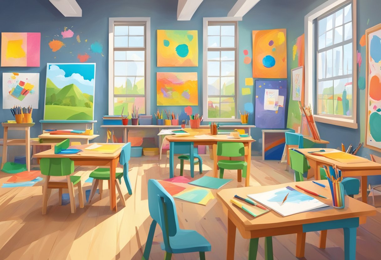 Teaching Drawing and Painting: Year-Round Lesson Plans Teaching Drawing,Art education,drawing and painting,art lesson,Drawing Exercises LearningMole A colorful classroom with easels, paintbrushes, and paper scattered around. Bright drawings cover the walls, and children's artwork is displayed proudly