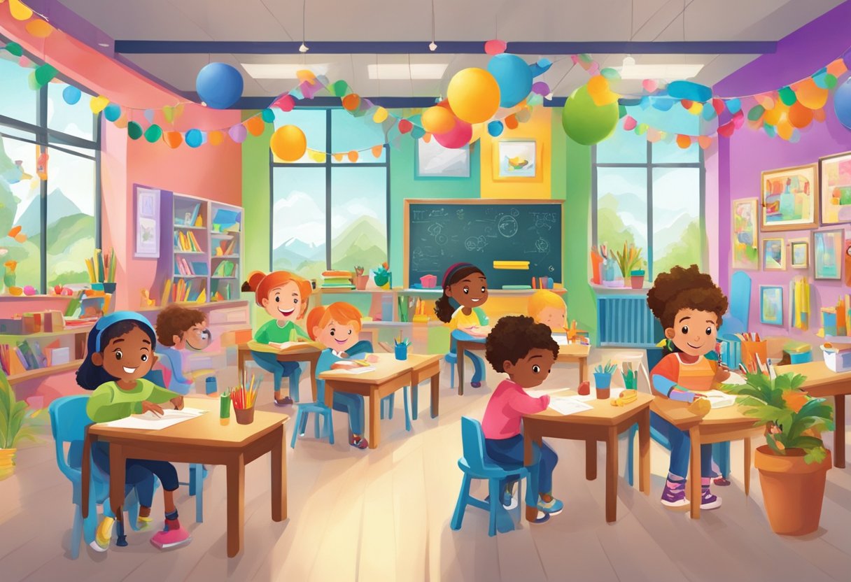 Interactive Arts and Craft Resources: Creative Discovery arts and craft,arts LearningMole Arts and craft: A colorful and lively classroom setting with children participating in interactive arts and crafts activities, surrounded by various art supplies and resources