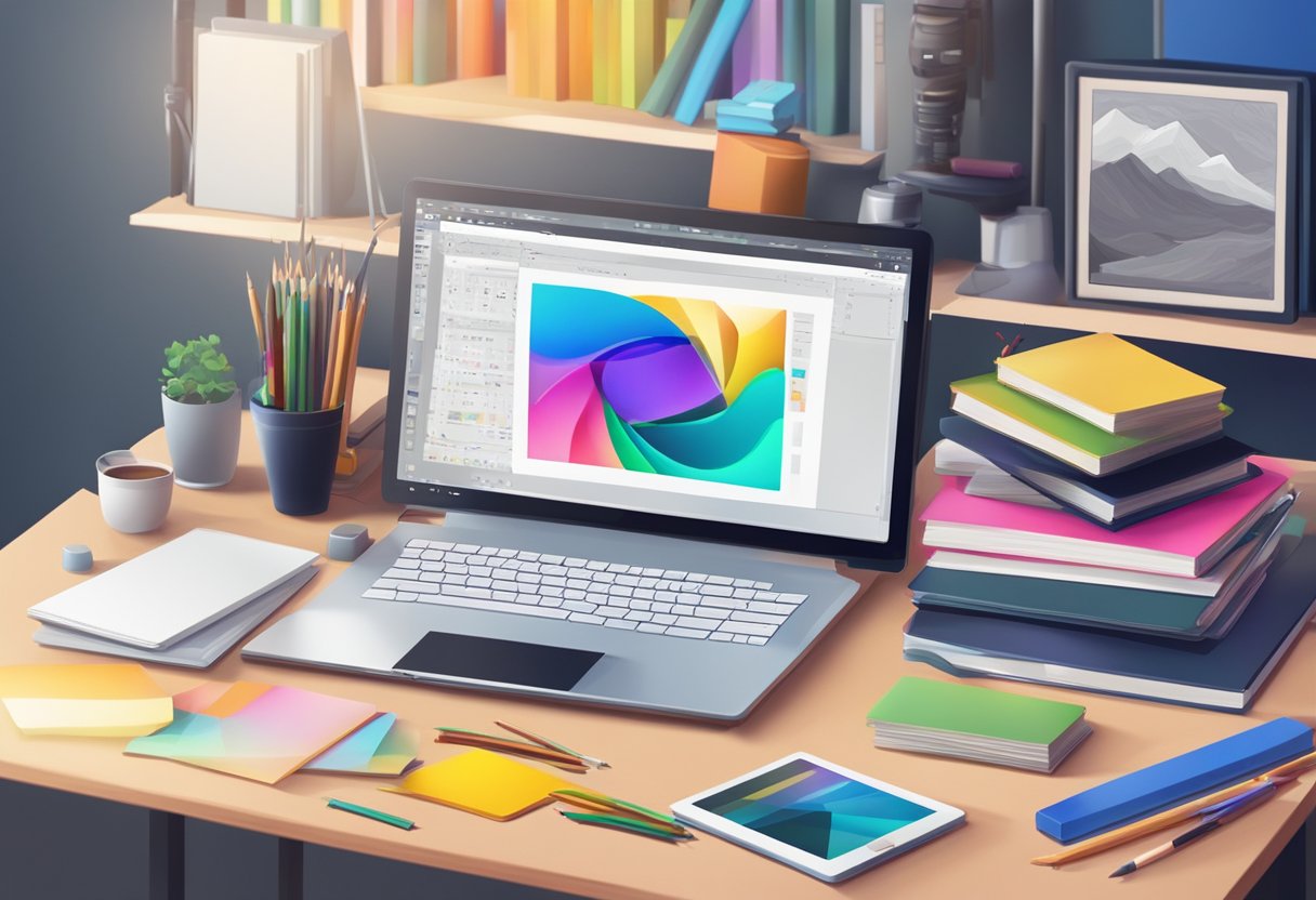 Trends in Digital Arts and Multimedia Education Digital arts,Multimedia LearningMole Digital arts: A computer with a digital drawing tablet surrounded by various art supplies and a stack of books on digital arts and multimedia education