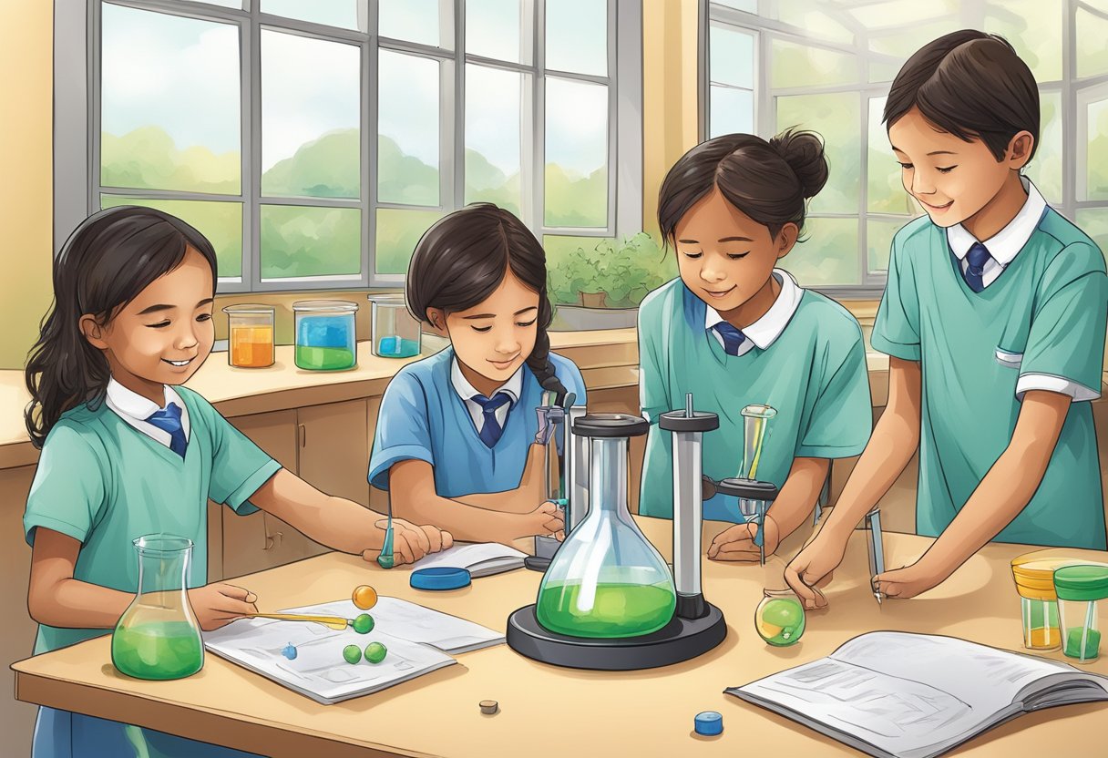 A group of upper primary students engage in hands-on science experiments, using innovative techniques to explore and problem-solve