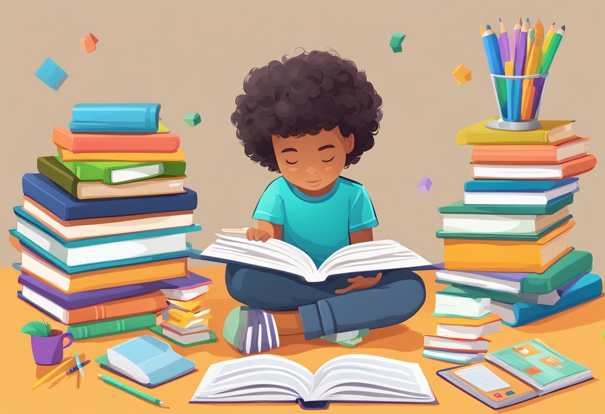 Reading Comprehension: Engaging Resources for Young Learners reading comprehension,Comprehension LearningMole reading comprehension: A colorful array of digital tools and books surround a child, who is engaged in interactive word recognition and reading comprehension activities