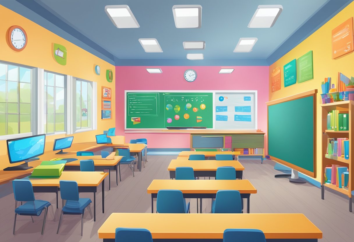Interactive Grammar Resources: Engaging Young Learners Grammar Resources,activities,young learner LearningMole A colorful classroom with interactive grammar activities displayed on a digital screen, surrounded by engaging learning resources and materials