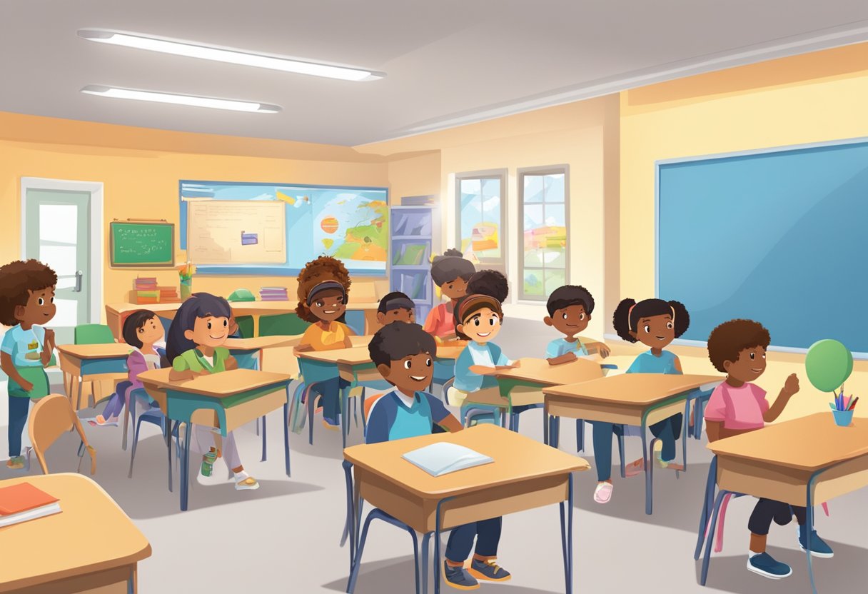 New Real-Life Applications of ESL in Primary Education: Engaging Activities ESL in Primary Education,ESL LearningMole A classroom setting with young students engaged in interactive ESL activities such as storytelling, role-playing, and language games